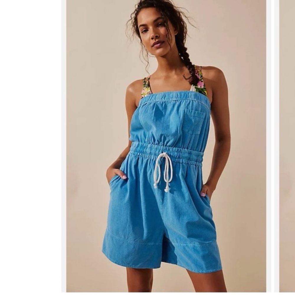 Free People Blue Denim Romper